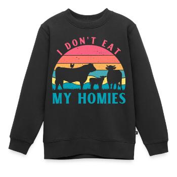 Je ne mange pas mes Hommies Vegan - Sweat Premium enfant bio - noir - Devant - AI Model Kid Female (0cm)