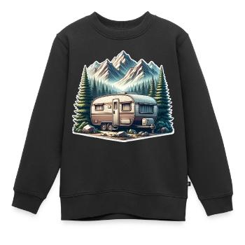 Camping Wohnwagen - Kinder Premium Organic Sweatshirt - Schwarz - Vorne - AI Model Kid Female (0cm)
