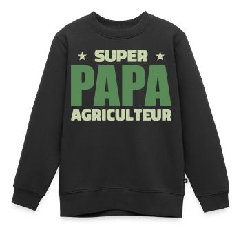 super papa agriculteur - Sweat Premium enfant bio - noir - Devant - AI Model Kid Female (0cm)