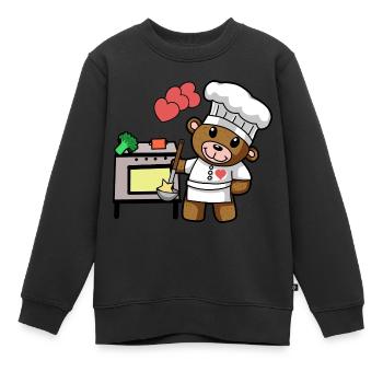Teddy Bear Chef Cooking Culinary Arts Restaurant Kitchen - Kids Premium Organic Sweatshirt - black - Front - AI Model Kid Female (0cm)