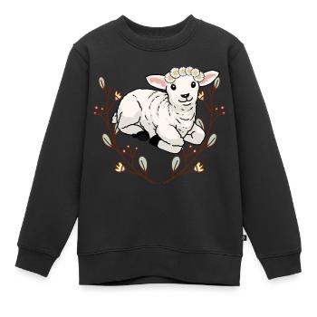 Fleurs d’été mouton agneau de mouton bélier enfants - Sweat Premium enfant bio - noir - Devant - AI Model Kid Female (0cm)