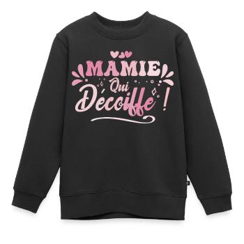 Beste Oma, die sich die Haare bläst, Oma Geschenkidee - Kinder Premium Organic Sweatshirt - Schwarz - Vorne - AI Model Kid Female (0cm)
