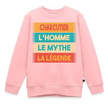 Charcutier, L'homme, Le mythe, cadeau charcutier. - Sweat Premium enfant bio - rose - Devant - AI Model Kid Female (0cm)