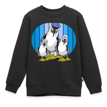 Oiseaux De Mer, Marins, Mouettes, Mouette, Maritime - Sweat Premium enfant bio - noir - Devant - AI Model Kid Female (0cm)