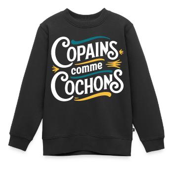 Copains comme cochons - Sweat Premium enfant bio - noir - Devant - AI Model Kid Female (0cm)