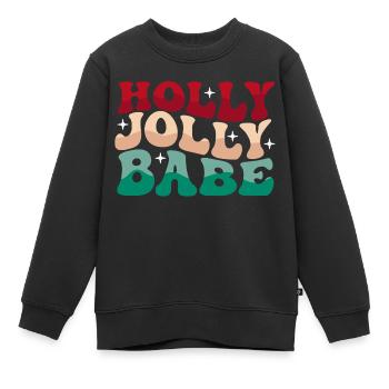 Holly Jolly Babe | Ambiance de Noël rétro - Sweat Premium enfant bio - noir - Devant - AI Model Kid Female (0cm)