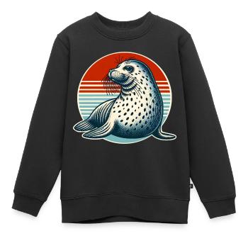 Robbe Seehund - Kinder Premium Organic Sweatshirt - Schwarz - Vorne - AI Model Kid Female (0cm)