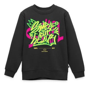 Graffiti urbain streetwear - Sweat Premium enfant bio - noir - Devant - AI Model Kid Female (0cm)