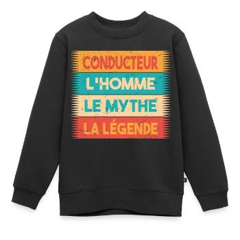 Conducteur, L'homme, Le mythe, cadeau conducteur. - Sweat Premium enfant bio - noir - Devant - AI Model Kid Female (0cm)