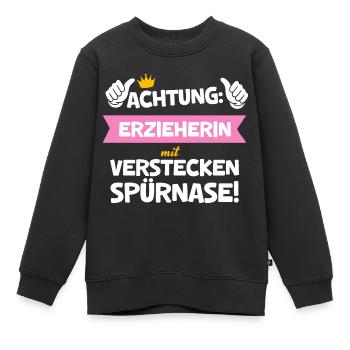 Erzieherin Idee Weihnachten Verstecken Lustig - Kinder Premium Organic Sweatshirt - Schwarz - Vorne - AI Model Kid Female (0cm)