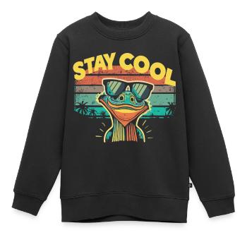 Lézard rétro avec lunettes de soleil - Sweat Premium enfant bio - noir - Devant - AI Model Kid Female (0cm)