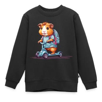 Aventure du cochon d’Inde le premier jour d’école - Sweat Premium enfant bio - noir - Devant - AI Model Kid Female (0cm)
