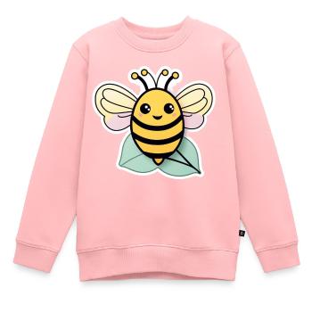 Niedliche glückliche Biene auf einem Blatt - Kinder Premium Organic Sweatshirt - Rosa - Vorne - AI Model Kid Female (0cm)