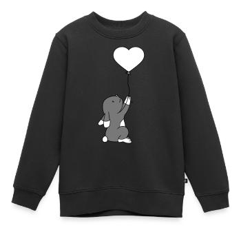 luftballon herz liebe hase haeschen kaninchen klei - Kinder Premium Organic Sweatshirt - Schwarz - Vorne - AI Model Kid Female (0cm)