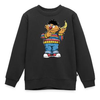5 Rue Sésame Ernest Banane - Sweat Premium enfant bio - noir - Devant - AI Model Kid Female (0cm)