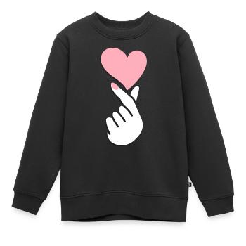Symbole de la main kpop k-pop corée coeur amour - Sweat Premium enfant bio - noir - Devant - AI Model Kid Female (0cm)