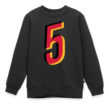 Numéro 5 Allemagne Numéro de maillot Noir Rouge Or - Sweat Premium enfant bio - noir - Devant - AI Model Kid Female (0cm)