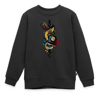 Kopf des Todes Schlange Schädel alte Schule Tattoo Dolch - Kinder Premium Organic Sweatshirt - Schwarz - Vorne - AI Model Kid Female (0cm)