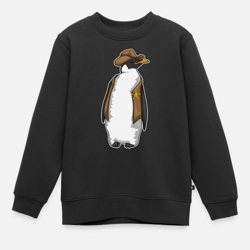 Pinguin Sheriff - Kinder Premium Organic Sweatshirt - Schwarz