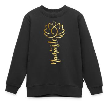 Fleur de Namaste lotos - Sweat Premium enfant bio - noir - Devant - AI Model Kid Female (0cm)