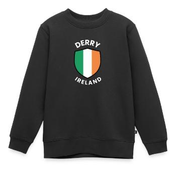 Drapeau du Derry Ireland Shield - Sweat Premium enfant bio - noir - Devant - AI Model Kid Female (0cm)