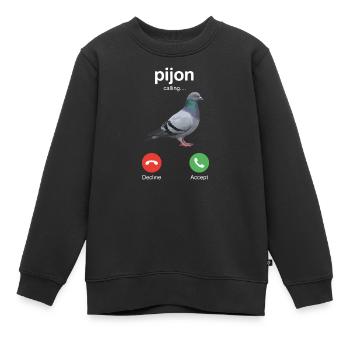 Pijon Calling Lustiger Taubenbildschirm zufael - Kinder Premium Organic Sweatshirt - Schwarz - Vorne - AI Model Kid Female (0cm)