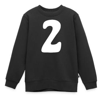 Zwei: Minimalistische Ziffer 2 | Zweiter - Kinder Premium Organic Sweatshirt - Schwarz - Vorne - AI Model Kid Female (0cm)
