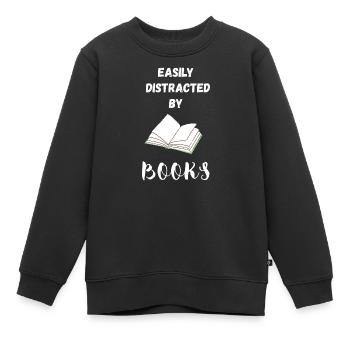 Leicht von Büchern abgelenkt - Kinder Premium Organic Sweatshirt - Schwarz - Vorne - AI Model Kid Female (0cm)