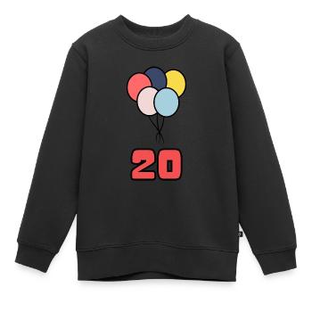 20. 20 ANS. 20e ANNIVERSAIRE. ANNIVERSAIRE 20 ANS. - Sweat Premium enfant bio - noir - Devant - AI Model Kid Female (0cm)