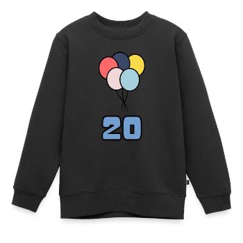 20. 20 ANS. 20e ANNIVERSAIRE. ANNIVERSAIRE 20 ANS. - Sweat Premium enfant bio - noir - Devant - AI Model Kid Female (0cm)
