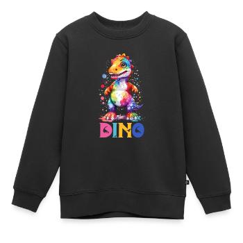 DINO - Kinder Premium Organic Sweatshirt - Schwarz - Vorne - AI Model Kid Female (0cm)