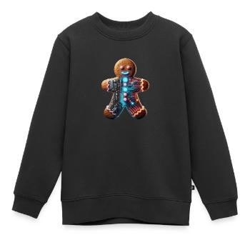 Cyberpunk Lebkuchenmännchen - Kinder Premium Organic Sweatshirt - Schwarz - Vorne - AI Model Kid Female (0cm)