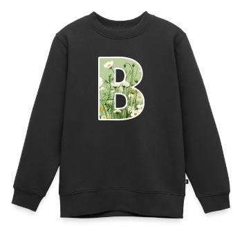 Letter B, Monogram, Floral Pattern - Kids Premium Organic Sweatshirt - black - Front - AI Model Kid Female (0cm)
