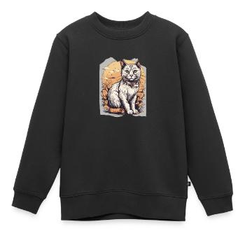 Whisker WonderlandNiedliches Kätzchen Katze Orange Halsband - Kinder Premium Organic Sweatshirt - Schwarz - Vorne - AI Model Kid Female (0cm)