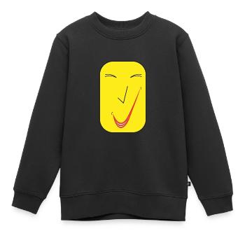 Feines Lächeln SQ. - Kinder Premium Organic Sweatshirt - Schwarz - Vorne - AI Model Kid Female (0cm)