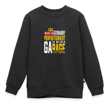 Made in Germany Perfektioniert in meiner Garage - Kinder Premium Organic Sweatshirt - Schwarz - Vorne - AI Model Kid Female (0cm)