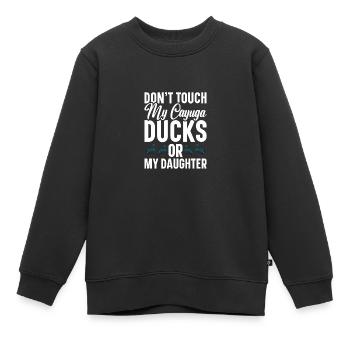 Cayuga canard peluche Animal enclos nourriture Cayuga - Sweat Premium enfant bio - noir - Devant - AI Model Kid Female (0cm)
