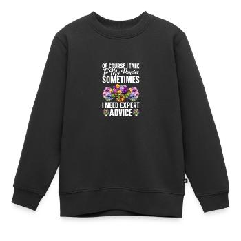 Graines de pensée Pensées pour l’extérieur Fleur de pensée - Sweat Premium enfant bio - noir - Devant - AI Model Kid Female (0cm)