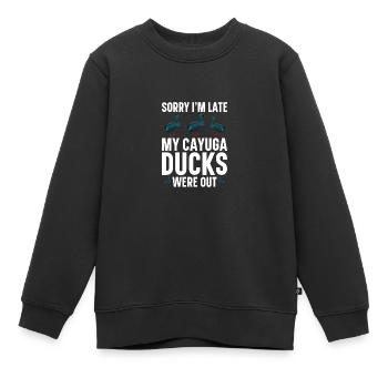 Cayuga Duck Owner Jouets d’enclos pour animaux en peluche - Sweat Premium enfant bio - noir - Devant - AI Model Kid Female (0cm)