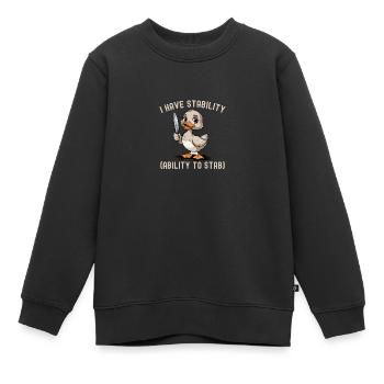 Drôle, j’ai la capacité de stabilité pour poignarder un canard mignon - Sweat Premium enfant bio - noir - Devant - AI Model Kid Female (0cm)