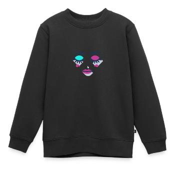 Yeux Dormants Visage Féminin Abstrait - Sweat Premium enfant bio - noir - Devant - AI Model Kid Female (0cm)