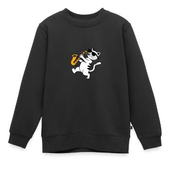 Katze Blaskapelle Saxophon Sonnebrille - Kinder Premium Organic Sweatshirt - Schwarz - Vorne - AI Model Kid Female (0cm)