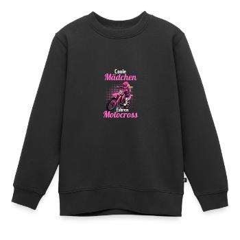 Motocross Motorradfahrerin Bikerin Motorrad - Kinder Premium Organic Sweatshirt - Schwarz - Vorne - AI Model Kid Female (0cm)