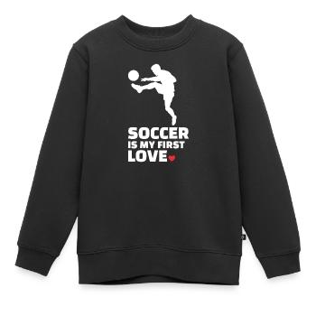 Ich Liebe Fußball Stylish Soccer Silhouette - Kinder Premium Organic Sweatshirt - Schwarz - Vorne - AI Model Kid Female (0cm)