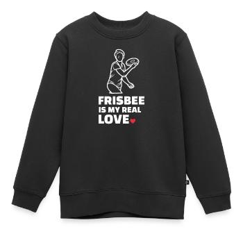 Ich Liebe Frisbee - Kinder Premium Organic Sweatshirt - Schwarz - Vorne - AI Model Kid Female (0cm)