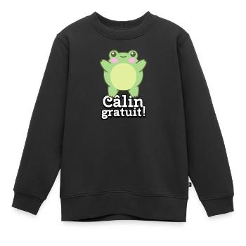Câlin gratuit. Grenouille mignonne. - Sweat Premium enfant bio - noir - Devant - AI Model Kid Female (0cm)
