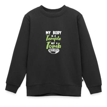 temple du corps végétalien - Sweat Premium enfant bio - noir - Devant - AI Model Kid Female (0cm)