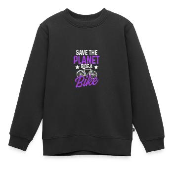 save the planet fahrrad - Kinder Premium Organic Sweatshirt - Schwarz - Vorne - AI Model Kid Female (0cm)