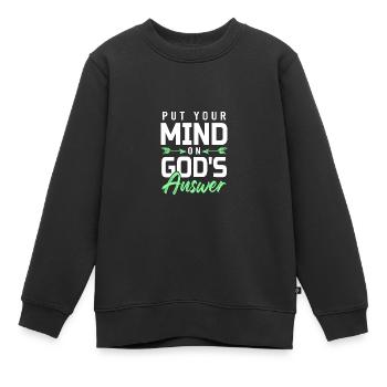 gott antwort bibel - Kinder Premium Organic Sweatshirt - Schwarz - Vorne - AI Model Kid Female (0cm)
