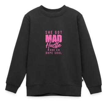 mad hustle spruch - Kids Premium Organic Sweatshirt - black - Front - AI Model Kid Female (0cm)